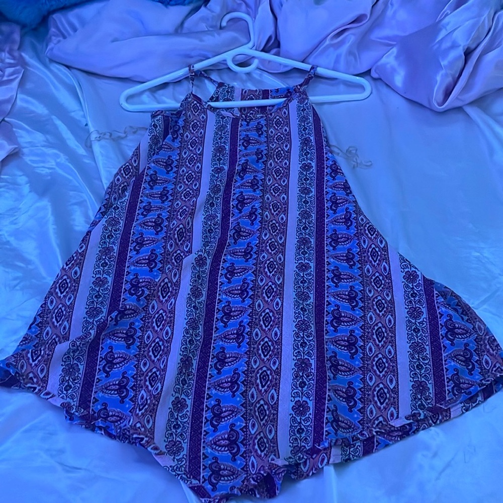 Multicolor small 7/8 flow top with spaghetti straps